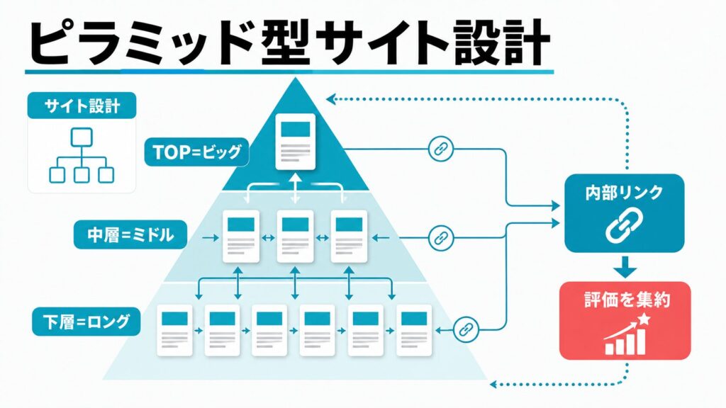 ピラミッド型サイト設計で3種類を束ねる