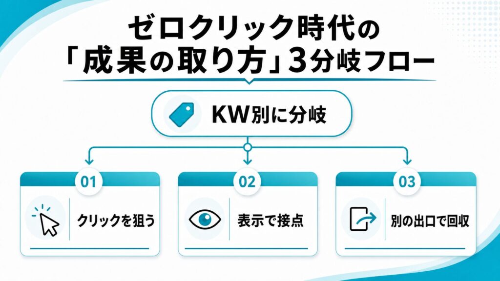 ゼロクリック時代の「成果の取り方」3分岐フロー