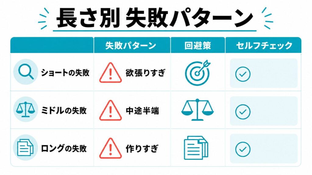 キーワード長さ別・やりがちな失敗パターン早見表