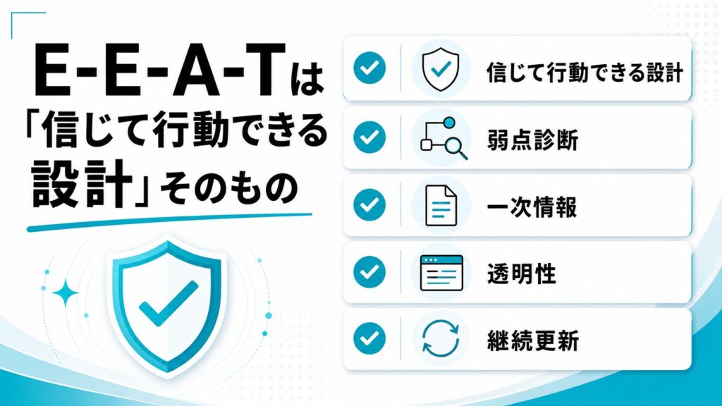 E-E-A-Tは「信じて行動できる設計」
