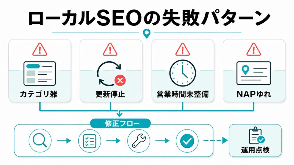 ローカルSEOでありがちな失敗パターン集