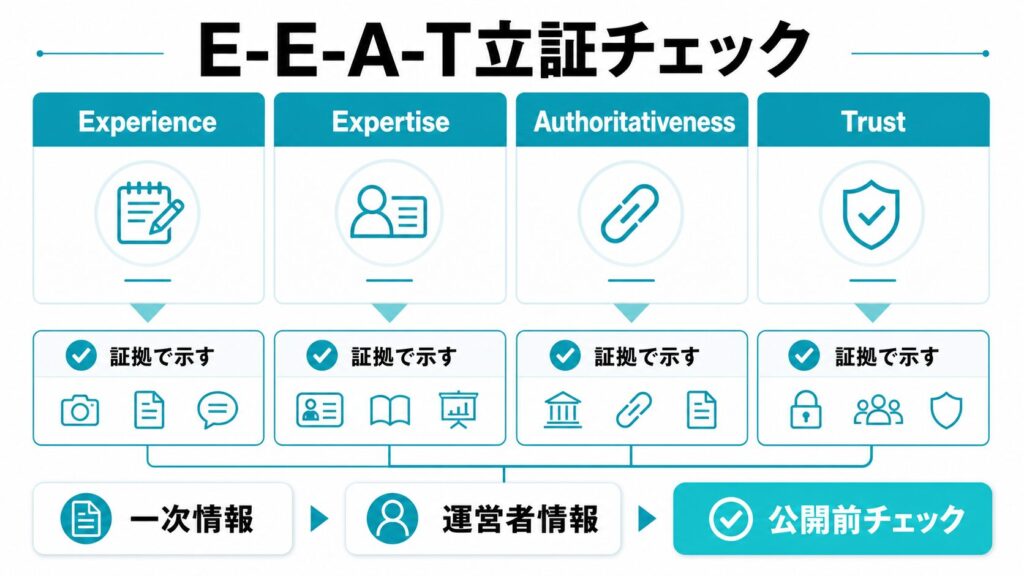 YMYL記事のE-E-A-T立証チェックマトリクス